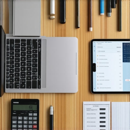 Optimizing your digital bookkeeping workflow A clean workspace showing digital tools for bookkeeping and invoice management.