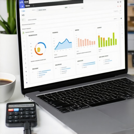A professional workspace showing a business owner managing financial records using accrual accounting methods.