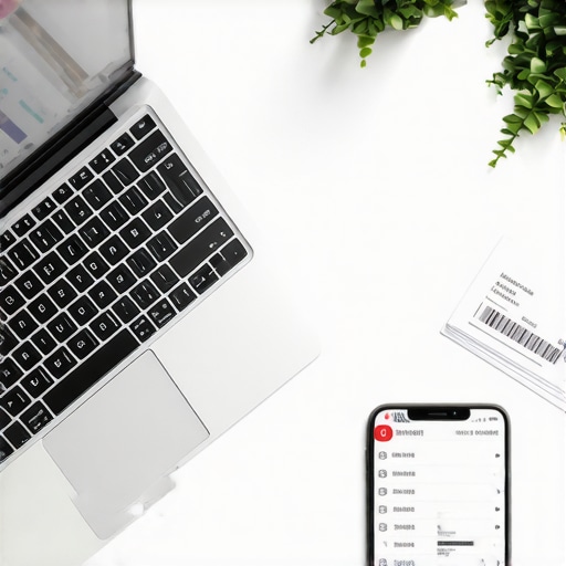 A clean desk showing digital tools for scanning receipts and managing business finances for audit protection.