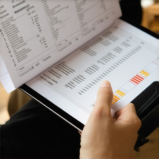 Organizing Business Receipts Digitally A small business owner using digital tools to organize and scan invoices for monthly bookkeeping.
