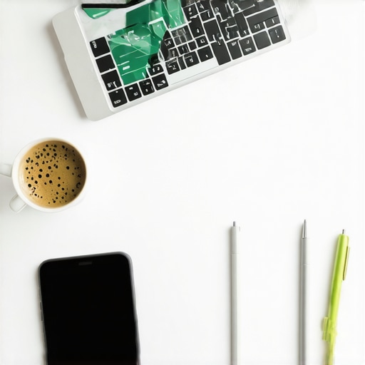 Professional Business Financial Maintenance Workspace A clean office desk with financial tools representing organized business bookkeeping and maintenance habits.