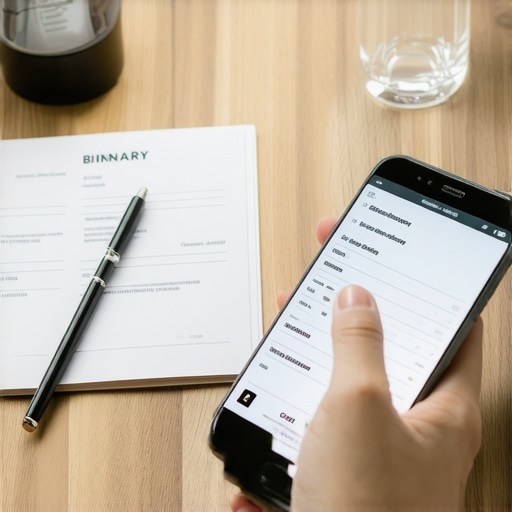 Real-time digital receipt scanning for business travel Person scanning a business meal receipt with a smartphone app for tax documentation