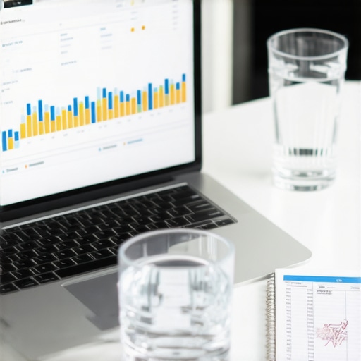 A modern workspace showing a financial dashboard used for reconciling business profit and loss.