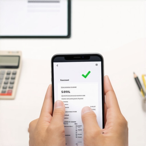 A business owner using a mobile app to scan and track use tax on an invoice.