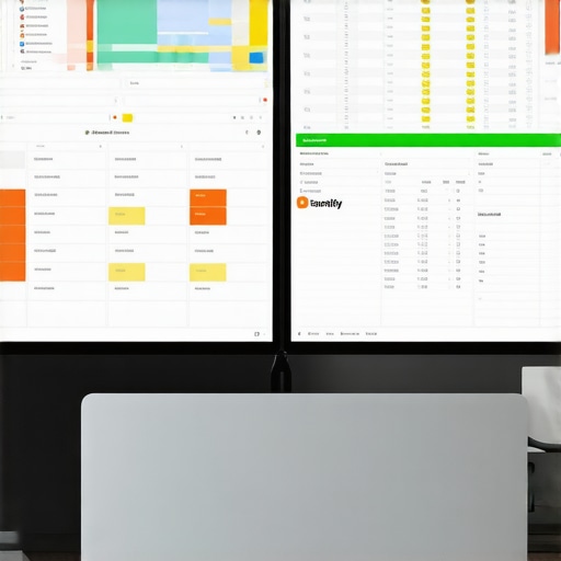 Scheduled business financial audit workspace Close-up of a professional desk with financial dashboards and a quarterly audit reminder