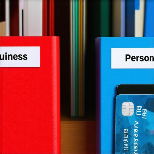 Separating Business and Personal Finances A conceptual image showing the clear separation between business and personal financial documents and cards.