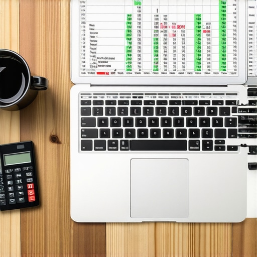 Small Business Financial Forecasting Tools A laptop showing a 13-week cash flow forecast spreadsheet on a desk