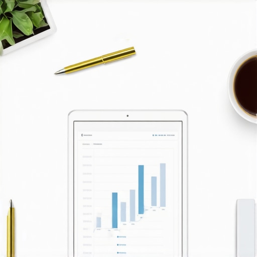 Strategic Business Management and Tax Planning Minimalist desk with financial growth charts on a tablet.