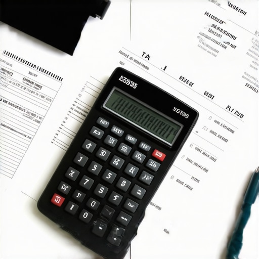 Strategic Business Tax Planning Workspace Close up of business tax forms and calculator for S-Corp election planning