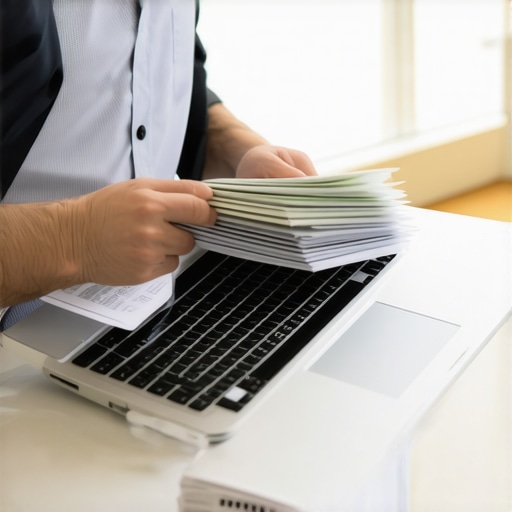 Streamlining Your Quarterly Business Audit A digital workspace showing organized financial records and a clean ledger.
