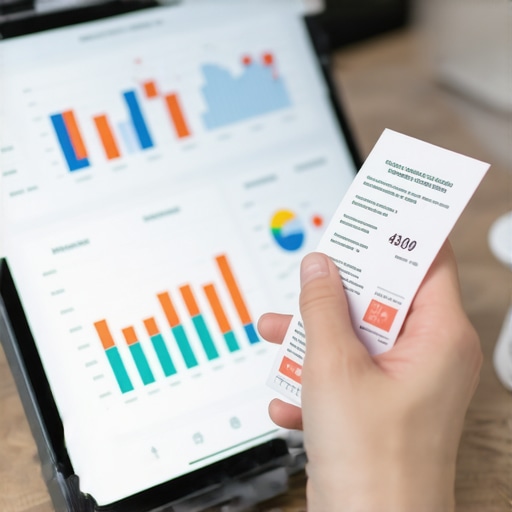 Streamlining financial data with digital tools A small business owner using a receipt scanning app and financial dashboard to manage quarterly reports.