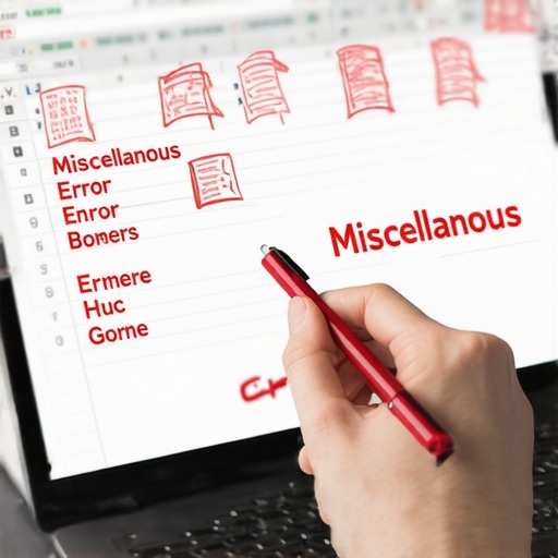 Close-up of accounting software showing categorization errors and miscellaneous expenses.