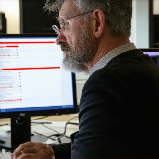 The Frustration of Automated Bookkeeping Errors A business owner reviewing duplicate invoices and automated bookkeeping errors on a laptop screen.