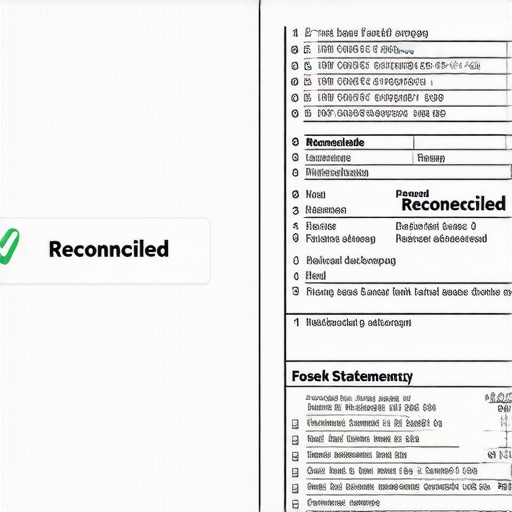Digital ledger showing reconciled status vs actual bank balance discrepancies