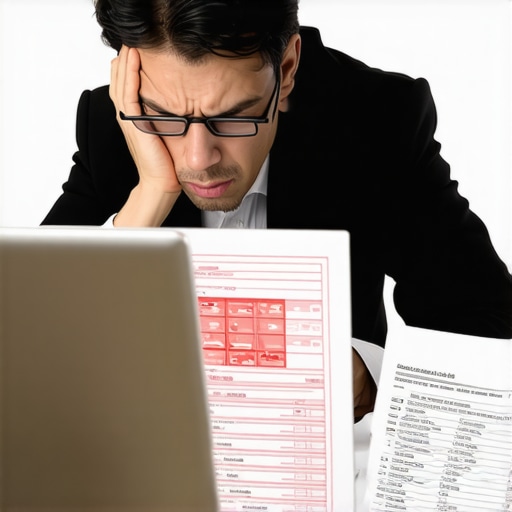 An entrepreneur comparing a balance sheet to a bank statement in a home office